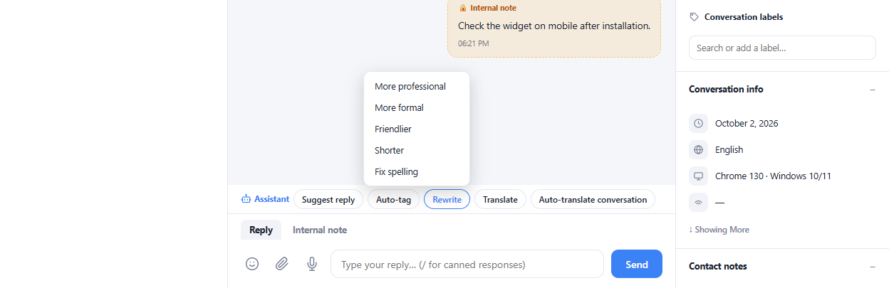AI support tools in the actual panel