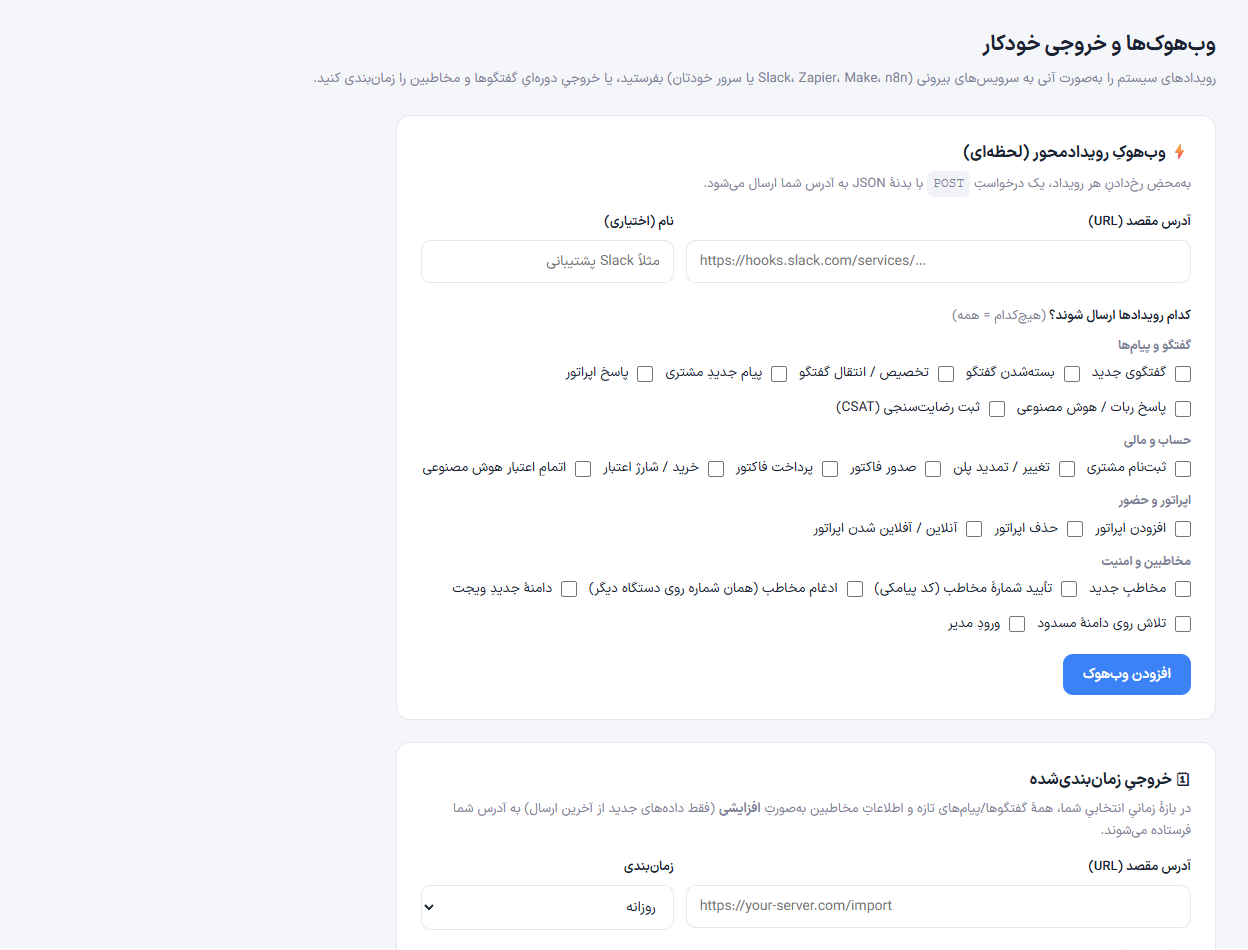 تصویر واقعی اتصال&zwnj;ها و تبادل داده در پنل