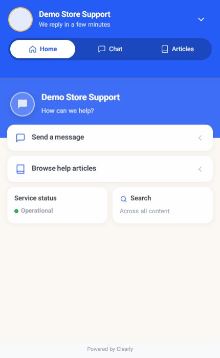 Actual website live chat interface in a sample workspace